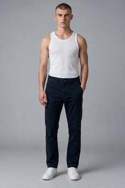 Piombo Conbipel Men's Slim Fit Stretch Cotton Trousers Pants Navy Size 34 NWT